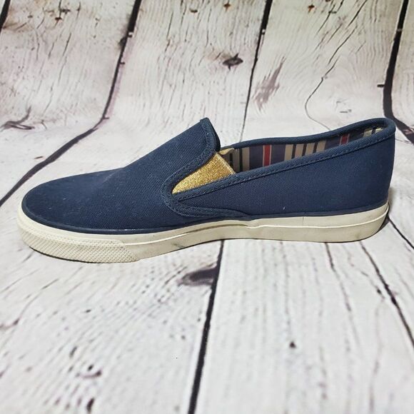 Sperry Mariner Navy Blue Gold Sneakers shoes 7.5 - Picture 3 of 10